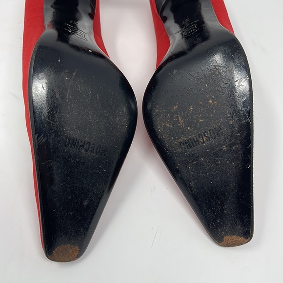 Moschino Red Fabric Question Mark Pumps Vintage - Picture 15 of 15
